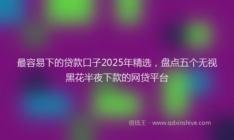 最容易下的贷款口子2025年精选，盘点五个无视黑花半夜下款的网贷平台