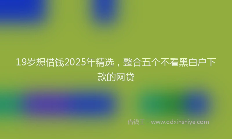 19岁想借钱2025年精选，整合五个不看黑白户下款的网贷
