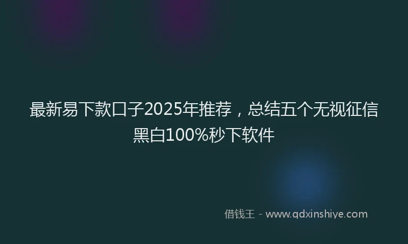 最新易下款口子2025年推荐，总结五个无视征信黑白100%秒下软件