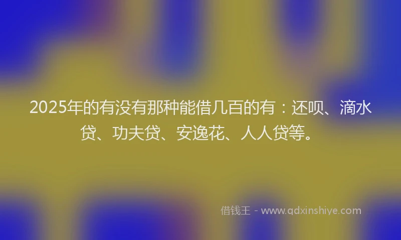 2025年的有没有那种能借几百的有：还呗、滴水贷、功夫贷、安逸花、人人贷等。