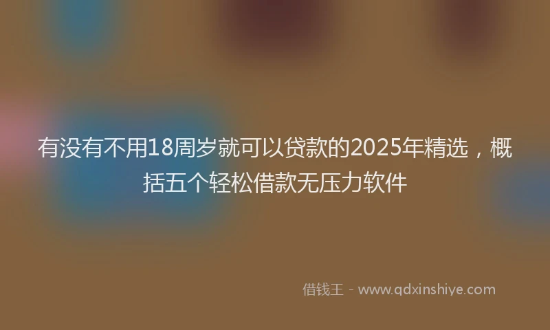 有没有不用18周岁就可以贷款的2025年精选，概括五个轻松借款无压力软件