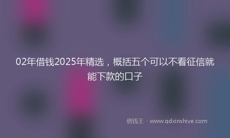 02年借钱2025年精选，概括五个可以不看征信就能下款的口子