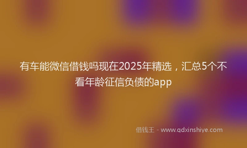 有车能微信借钱吗现在2025年精选，汇总5个不看年龄征信负债的app