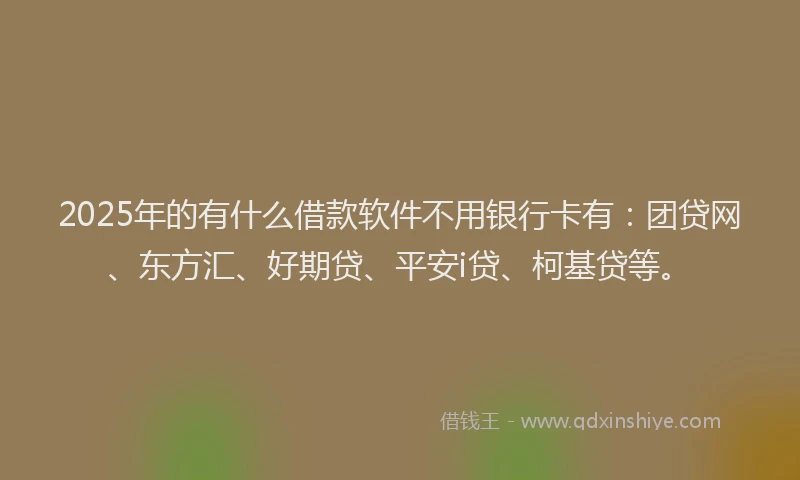 2025年的有什么借款软件不用银行卡有：团贷网、东方汇、好期贷、平安i贷、柯基贷等。