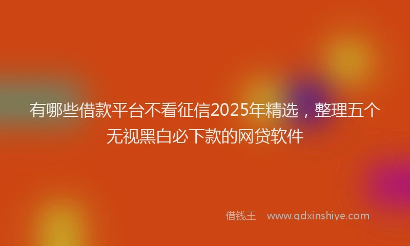 有哪些借款平台不看征信2025年精选，整理五个无视黑白必下款的网贷软件