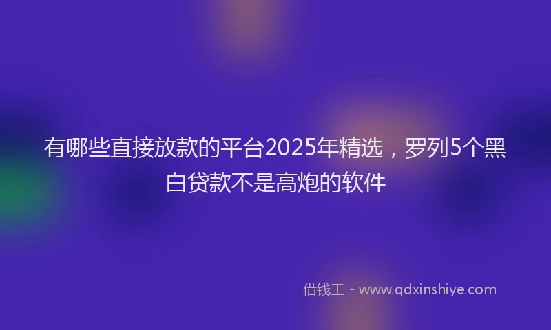 有哪些直接放款的平台2025年精选，罗列5个黑白贷款不是高炮的软件