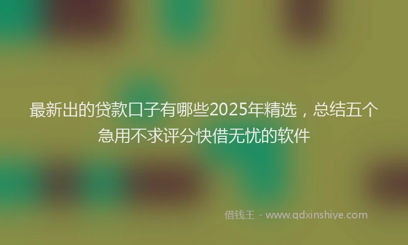 最新出的贷款口子有哪些2025年精选，总结五个急用不求评分快借无忧的软件
