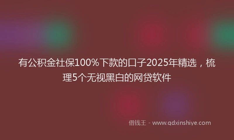 有公积金社保100%下款的口子2025年精选，梳理5个无视黑白的网贷软件