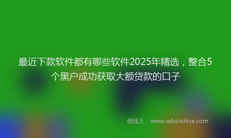 最近下款软件都有哪些软件2025年精选，整合5个黑户成功获取大额贷款的口子