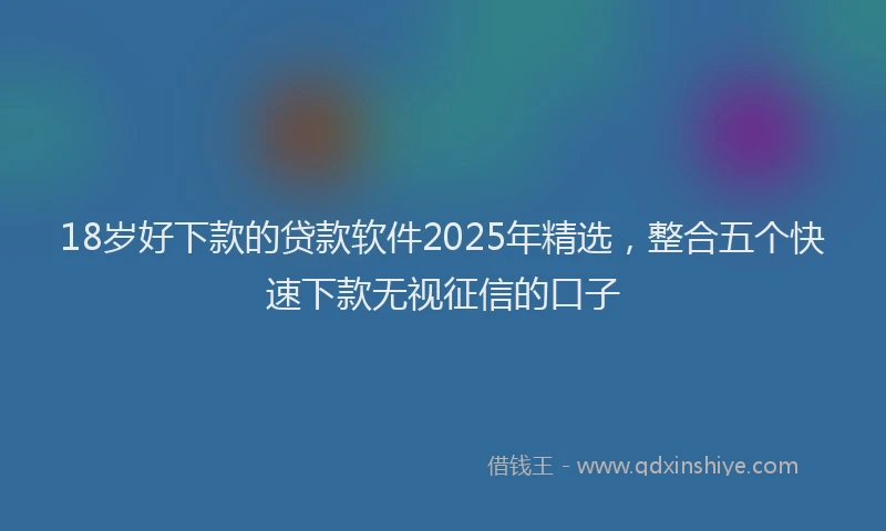 18岁好下款的贷款软件2025年精选，整合五个快速下款无视征信的口子