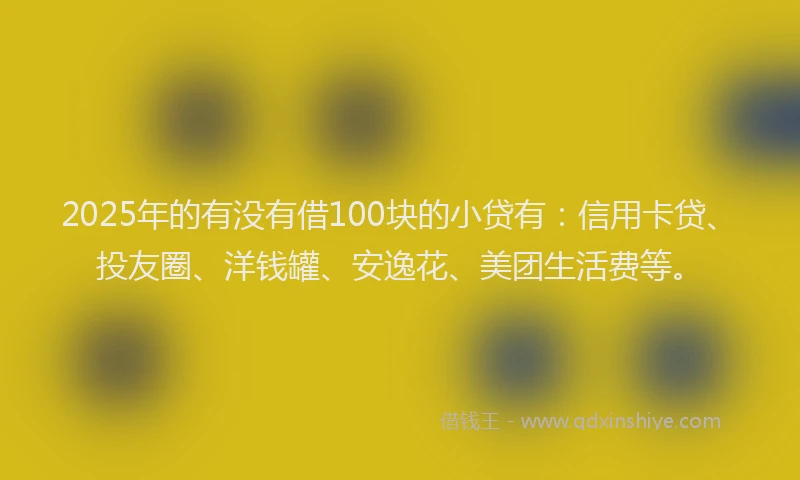 2025年的有没有借100块的小贷有：信用卡贷、投友圈、洋钱罐、安逸花、美团生活费等。