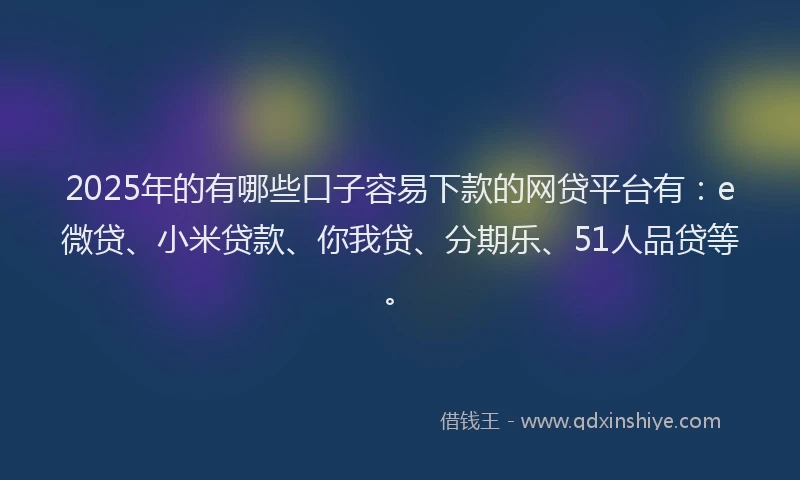 2025年的有哪些口子容易下款的网贷平台有：e微贷、小米贷款、你我贷、分期乐、51人品贷等。