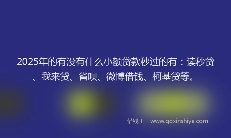 2025年的有没有什么小额贷款秒过的有：读秒贷、我来贷、省呗、微博借钱、柯基贷等。