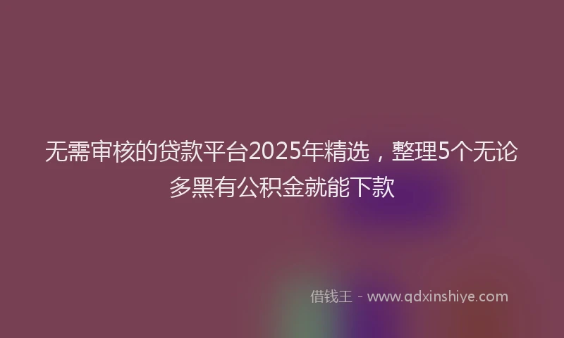 无需审核的贷款平台2025年精选，整理5个无论多黑有公积金就能下款