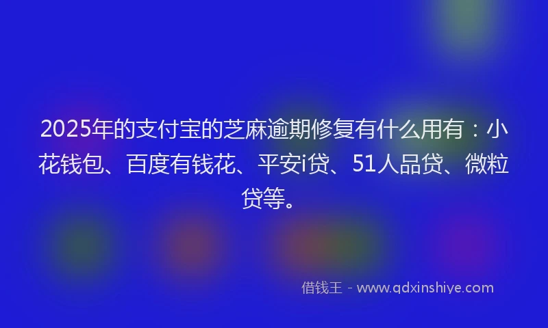 2025年的支付宝的芝麻逾期修复有什么用有：小花钱包、百度有钱花、平安i贷、51人品贷、微粒贷等。
