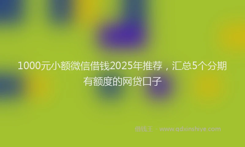 1000元小额微信借钱2025年推荐，汇总5个分期有额度的网贷口子