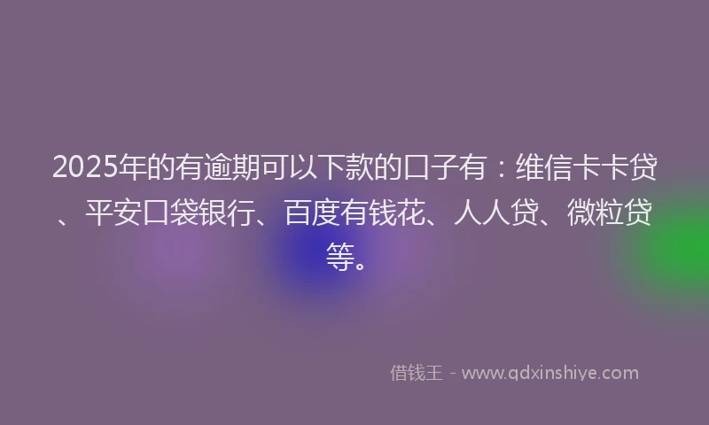 2025年的有逾期可以下款的口子有：维信卡卡贷、平安口袋银行、百度有钱花、人人贷、微粒贷等。