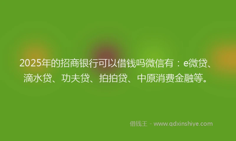 2025年的招商银行可以借钱吗微信有：e微贷、滴水贷、功夫贷、拍拍贷、中原消费金融等。