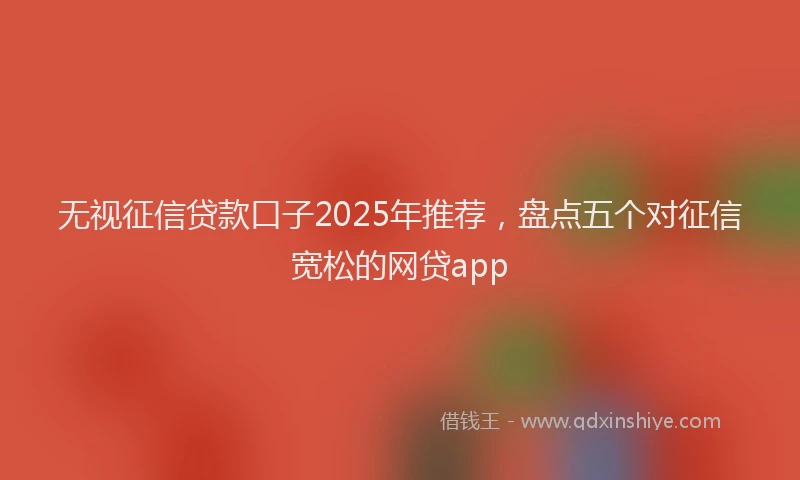 无视征信贷款口子2025年推荐，盘点五个对征信宽松的网贷app