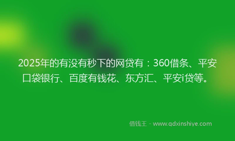 2025年的有没有秒下的网贷有：360借条、平安口袋银行、百度有钱花、东方汇、平安i贷等。