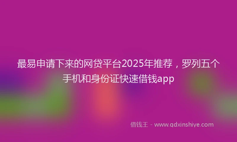 最易申请下来的网贷平台2025年推荐，罗列五个手机和身份证快速借钱app