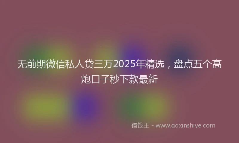 无前期微信私人贷三万2025年精选，盘点五个高炮口子秒下款最新