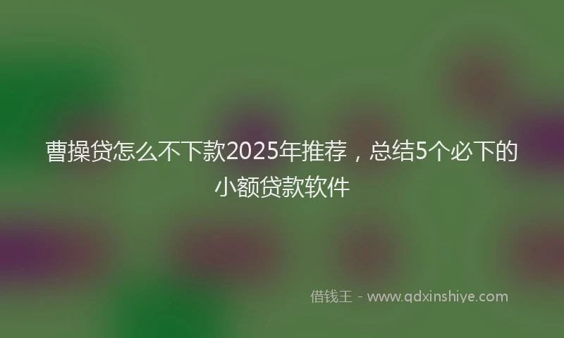 曹操贷怎么不下款2025年推荐，总结5个必下的小额贷款软件