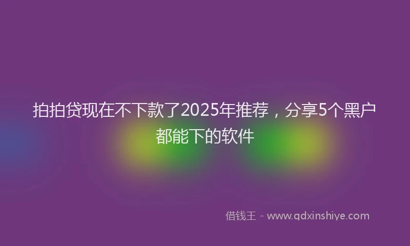 拍拍贷现在不下款了2025年推荐，分享5个黑户都能下的软件