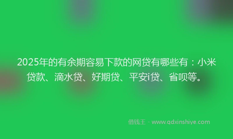 2025年的有余期容易下款的网贷有哪些有：小米贷款、滴水贷、好期贷、平安i贷、省呗等。