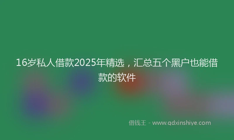 16岁私人借款2025年精选，汇总五个黑户也能借款的软件