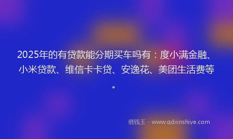 2025年的有贷款能分期买车吗有：度小满金融、小米贷款、维信卡卡贷、安逸花、美团生活费等。