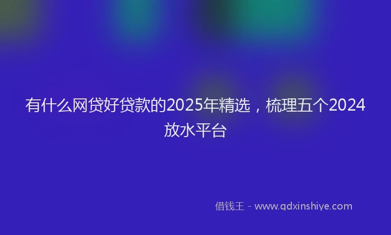 有什么网贷好贷款的2025年精选，梳理五个2024放水平台