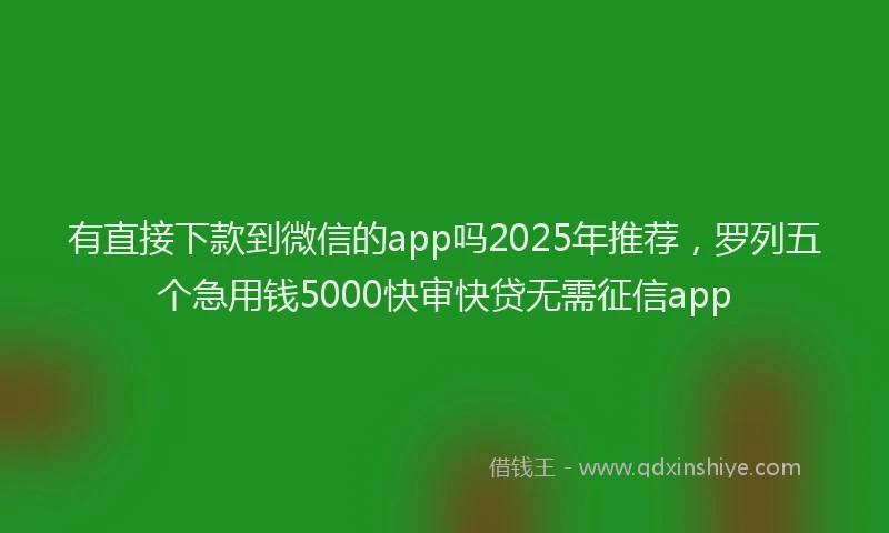 有直接下款到微信的app吗2025年推荐，罗列五个急用钱5000快审快贷无需征信app