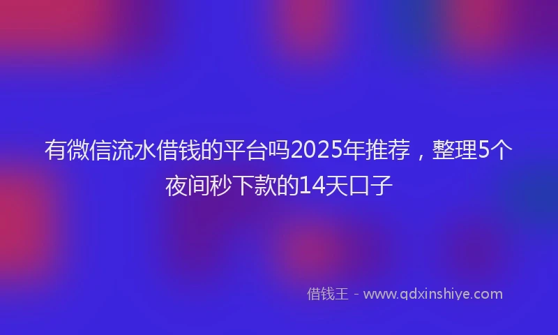 有微信流水借钱的平台吗2025年推荐，整理5个夜间秒下款的14天口子