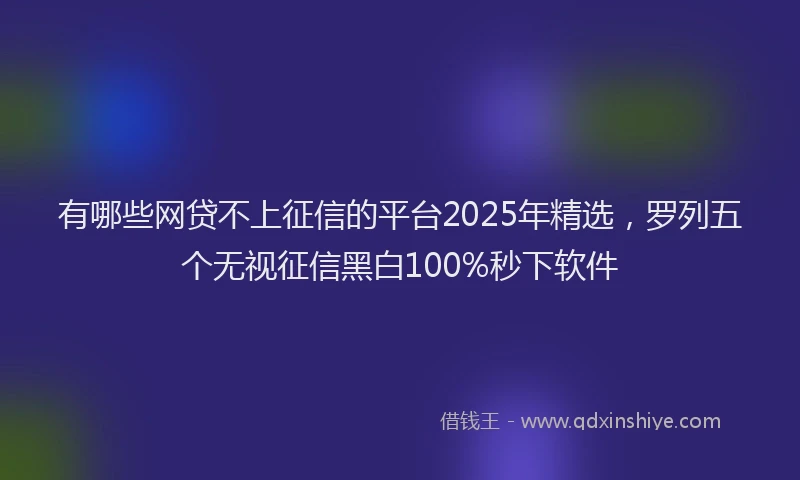 有哪些网贷不上征信的平台2025年精选，罗列五个无视征信黑白100%秒下软件