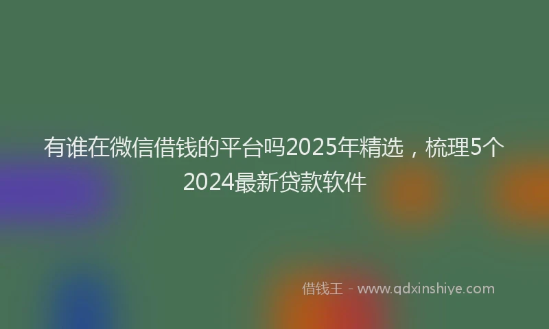 有谁在微信借钱的平台吗2025年精选，梳理5个2024最新贷款软件