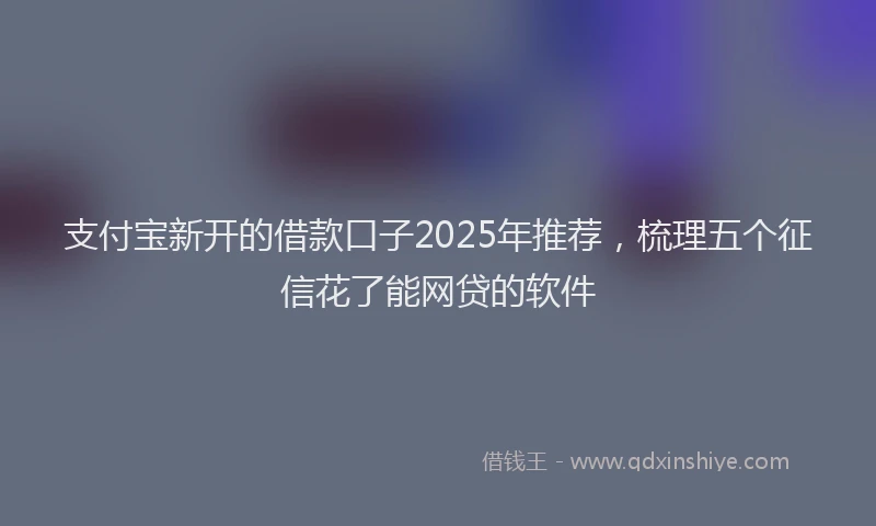 支付宝新开的借款口子2025年推荐，梳理五个征信花了能网贷的软件