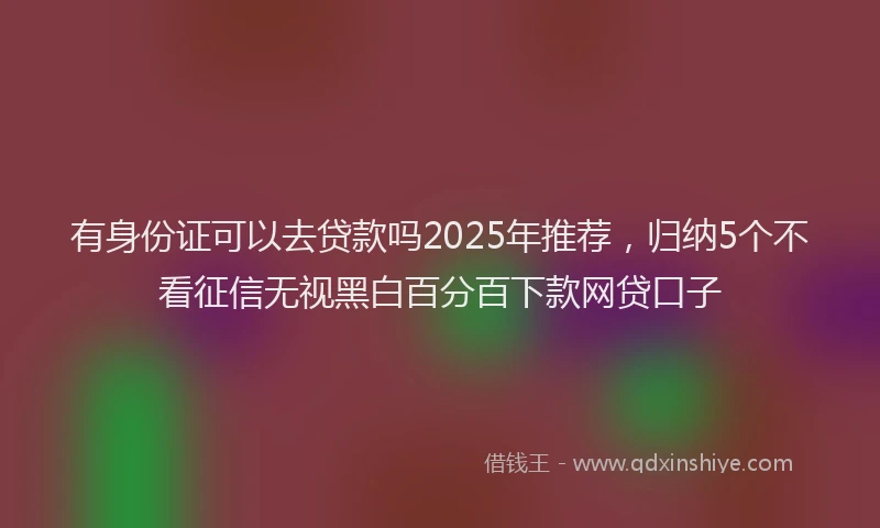 有身份证可以去贷款吗2025年推荐，归纳5个不看征信无视黑白百分百下款网贷口子