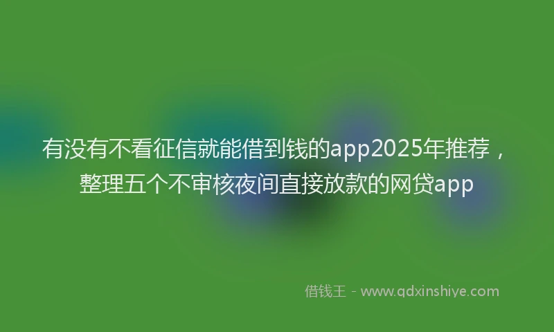 有没有不看征信就能借到钱的app2025年推荐，整理五个不审核夜间直接放款的网贷app