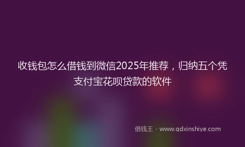 收钱包怎么借钱到微信2025年推荐，归纳五个凭支付宝花呗贷款的软件