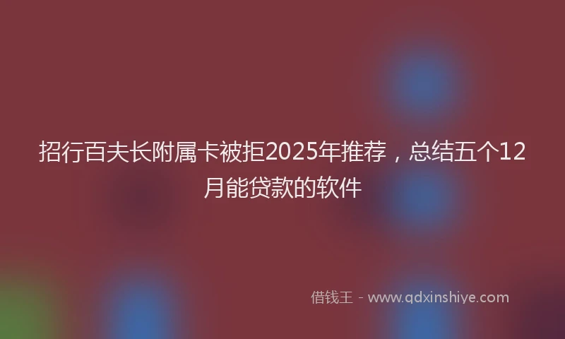 招行百夫长附属卡被拒2025年推荐，总结五个12月能贷款的软件