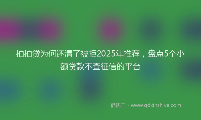 拍拍贷为何还清了被拒2025年推荐，盘点5个小额贷款不查征信的平台