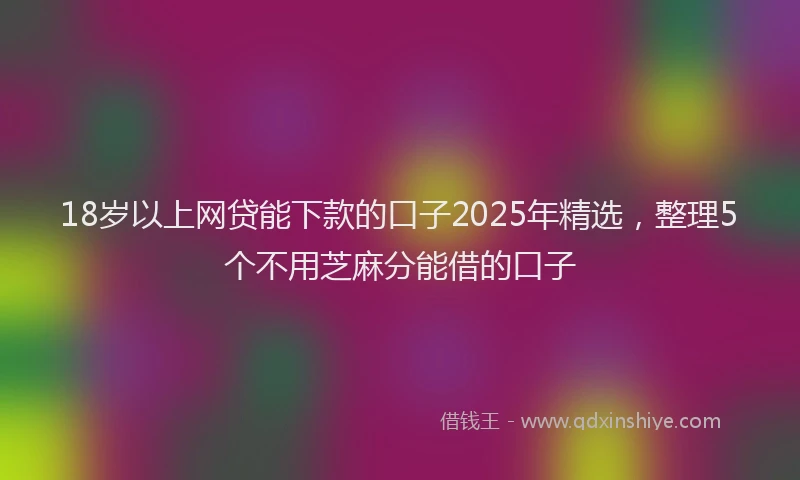 18岁以上网贷能下款的口子2025年精选,整理5个不用芝麻分能借的口子