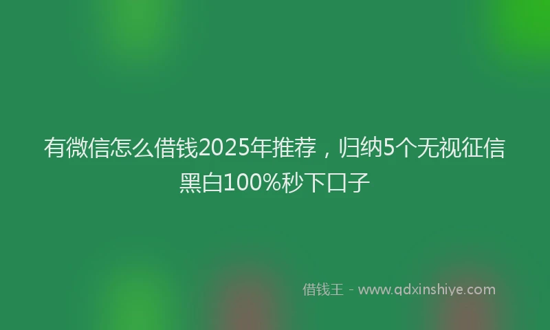 有微信怎么借钱2025年推荐，归纳5个无视征信黑白100%秒下口子
