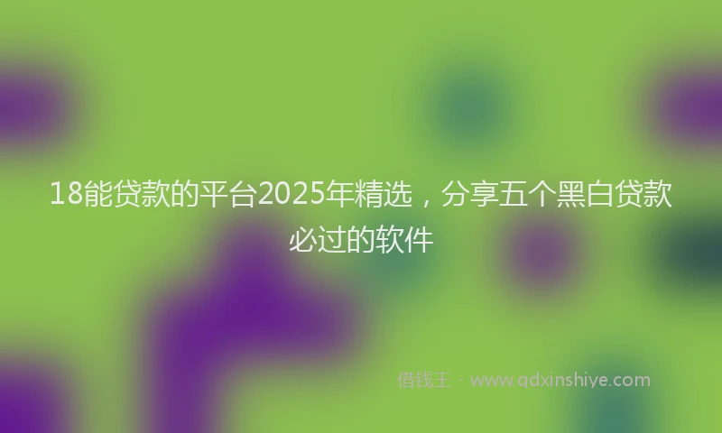 18能贷款的平台2025年精选，分享五个黑白贷款必过的软件