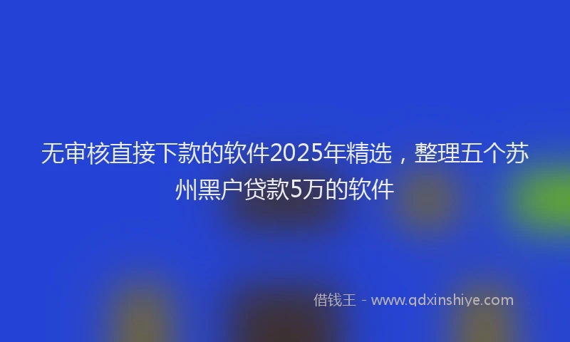 无审核直接下款的软件2025年精选，整理五个苏州黑户贷款5万的软件