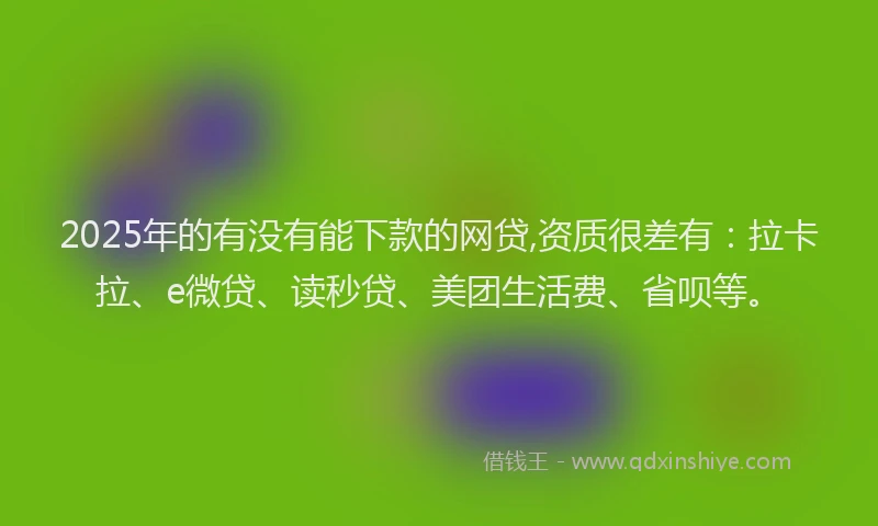 2025年的有没有能下款的网贷,资质很差有：拉卡拉、e微贷、读秒贷、美团生活费、省呗等。