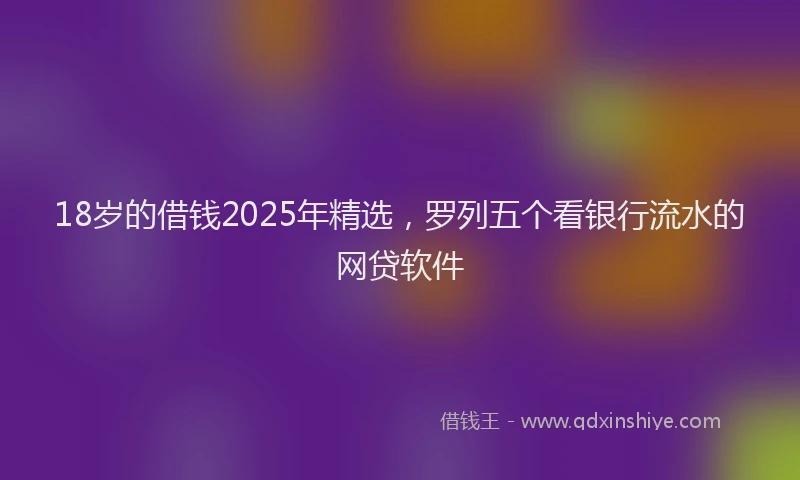 18岁的借钱2025年精选，罗列五个看银行流水的网贷软件