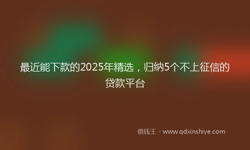 最近能下款的2025年精选，归纳5个不上征信的贷款平台