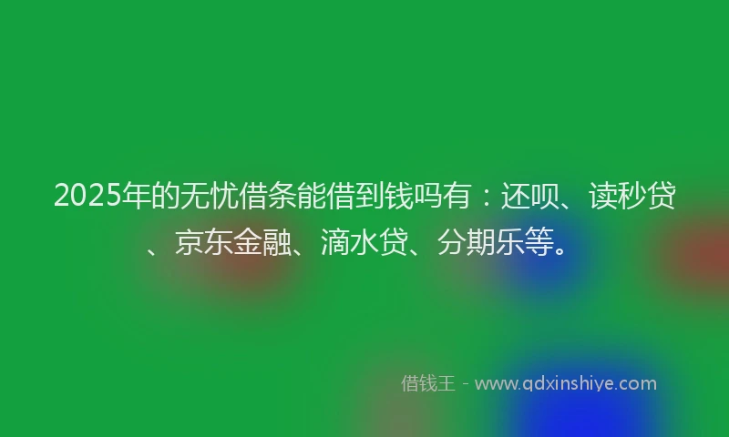 2025年的无忧借条能借到钱吗有：还呗、读秒贷、京东金融、滴水贷、分期乐等。